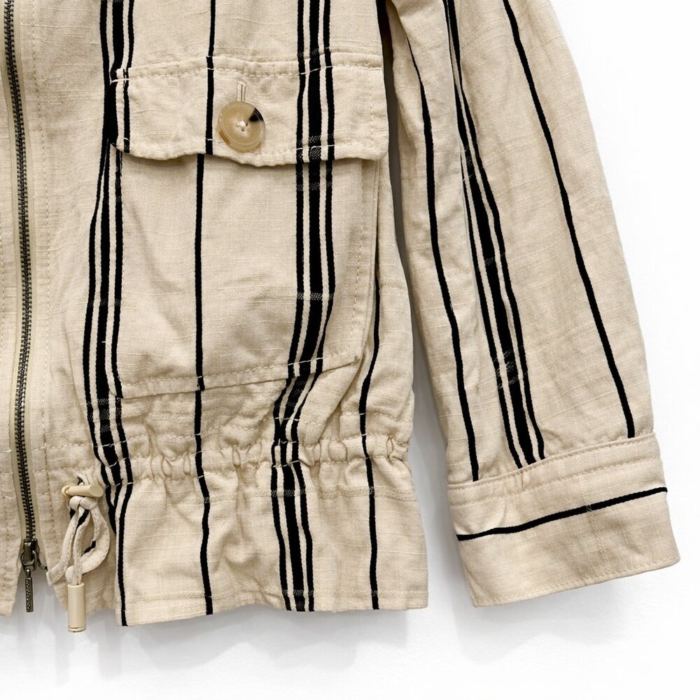 Tory Burch Striped Linen Lightweight Spring/Summer Jacket Size 0 XXS Preppy - Picture 4 of 5